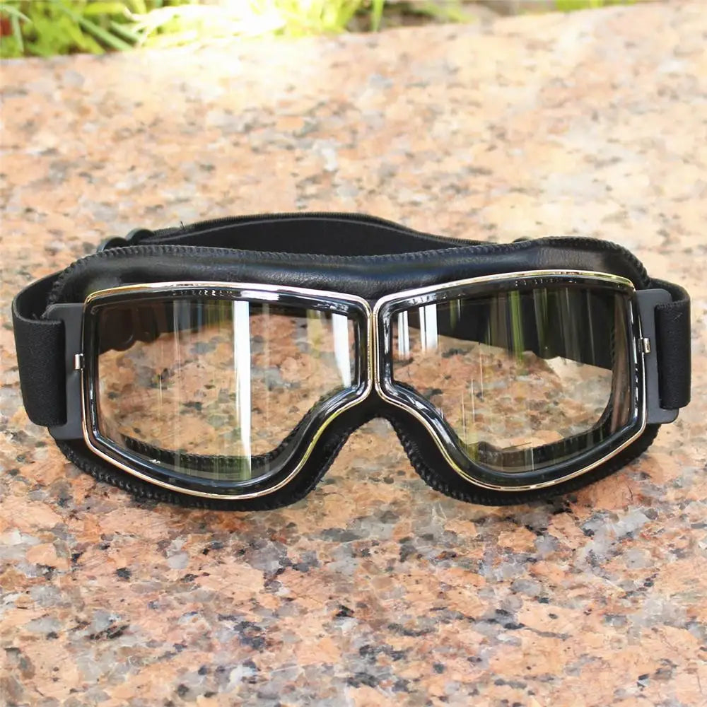 Motorcycle Goggles - Retro Styling UV Protection and Scratch Resistant