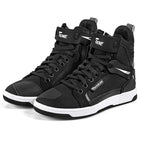 Black high-top sneakers t on a white background