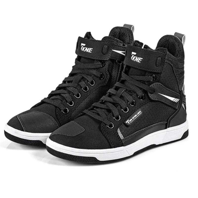 Black high-top sneakers t on a white background