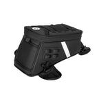 Motorcycle tank bag with waterproof 5L storage mounted on fuel tank
