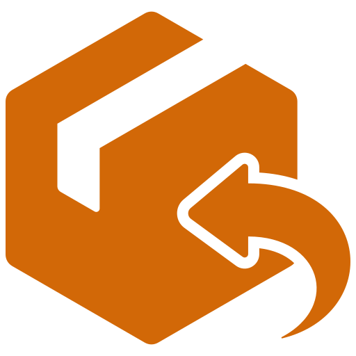 Red and white logo with a stylized letter 'G' and arrow on a white background